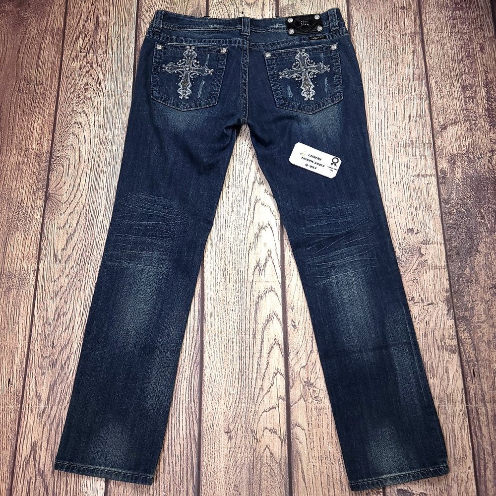 Miss Me Skinny Women's Jeans Size 32 Stretch Embroidered Embellished Low Rise